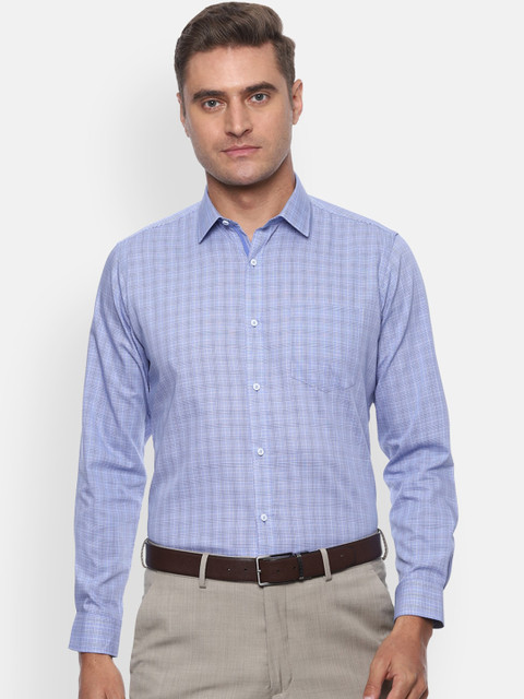 

Van Heusen Men Blue Checked Formal Cotton Shirt