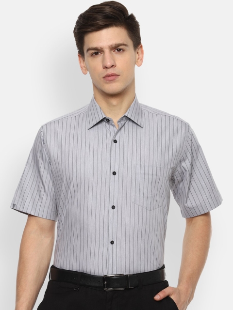 

Van Heusen Men Grey Striped Formal Cotton Shirt