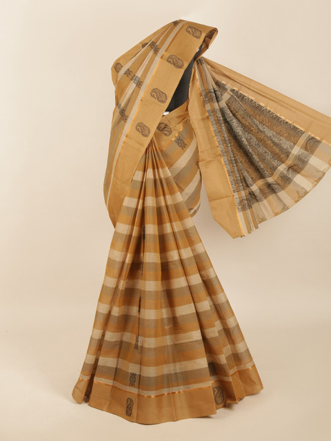 

Pothys Beige & Off White Striped Saree
