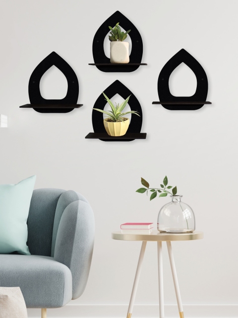 

RANDOM Black Set of 4 MDF Basic Wall Shelves