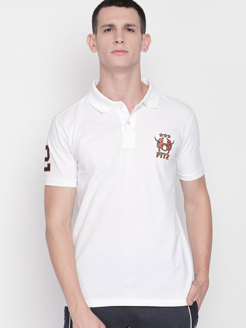 

FiTZ Men White Polo Collar Slim Fit T-shirt