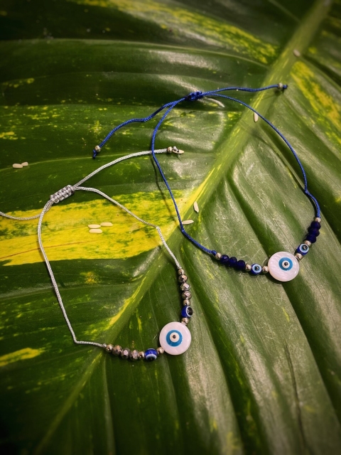 

Digital Dress Room Set Of 2 Fancy Evil Eye Rakhi, Blue