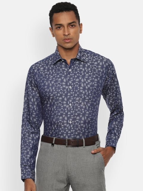 

Van Heusen Men Navy Blue Floral Printed Formal Cotton Shirt