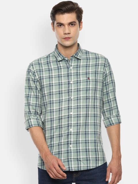 

Louis Philippe Jeans Men Green Slim Fit Tartan Checks Checked Casual Shirt