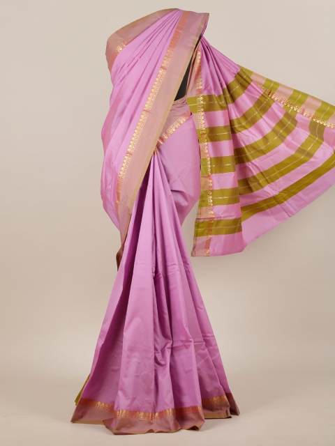 

Pothys Purple & Gold-Toned Art Silk Zari Border Saree