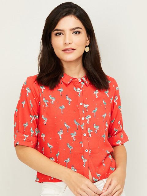 

Colour Me by Melange Orange Shirt Style Top