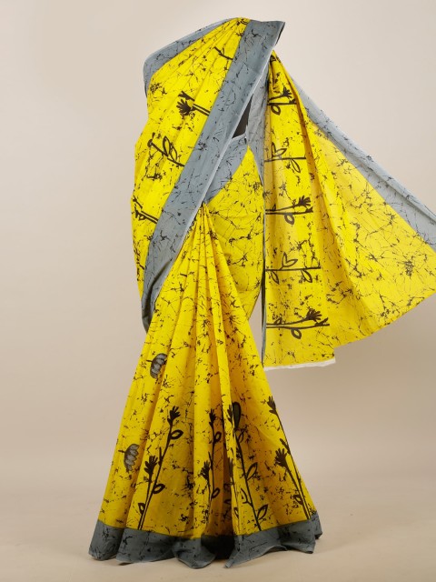 

Pothys Yellow & Grey Printed Saree