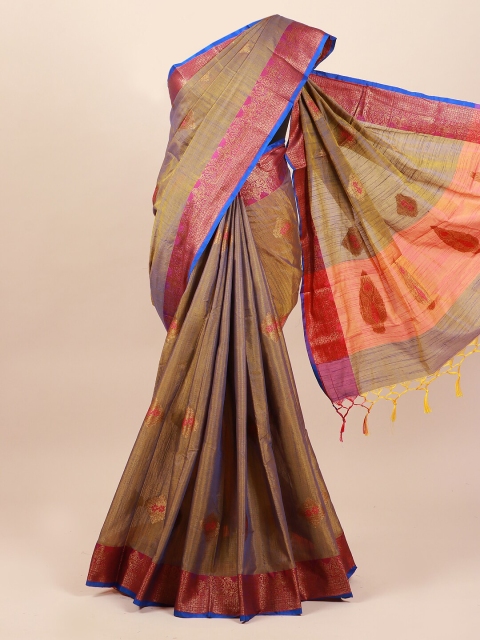 

Pothys Gold-Toned & Pink Zari Saree