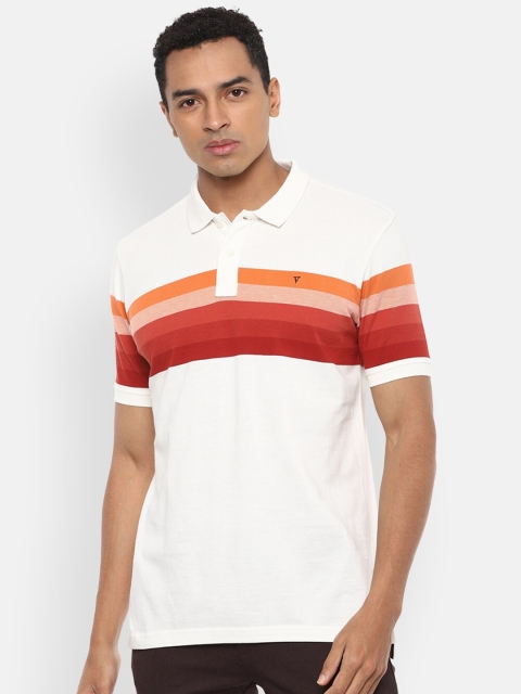

Van Heusen Sport Men White Red Striped Polo Collar Cotton Pure Cotton T-shirt