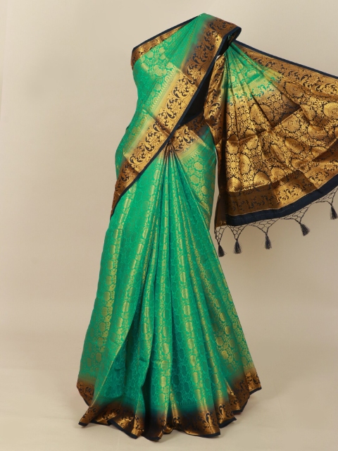 

Pothys Green & Navy Blue Paisley Zari Art Silk Banarasi Saree