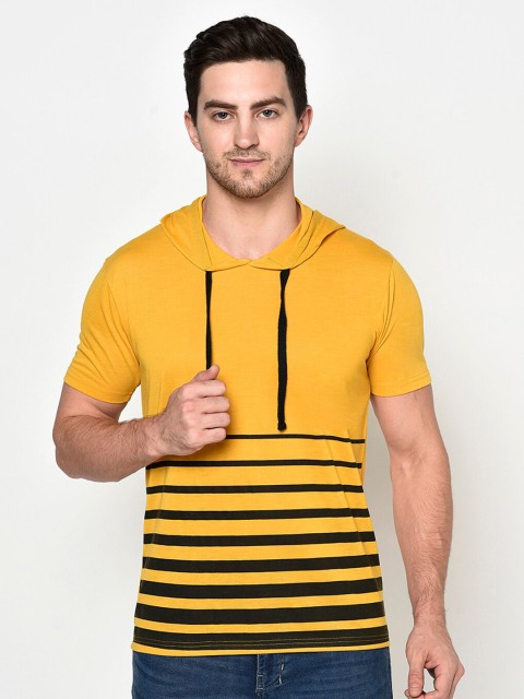 

ELEGANCE Men Yellow Striped T-shirt