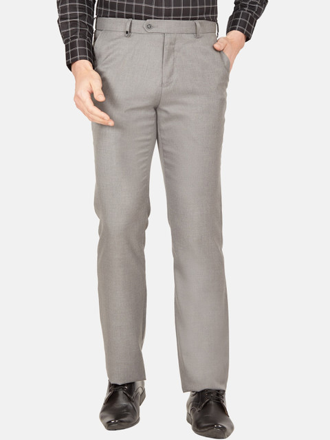 

Oxemberg Men Grey Slim Fit Formal Trousers