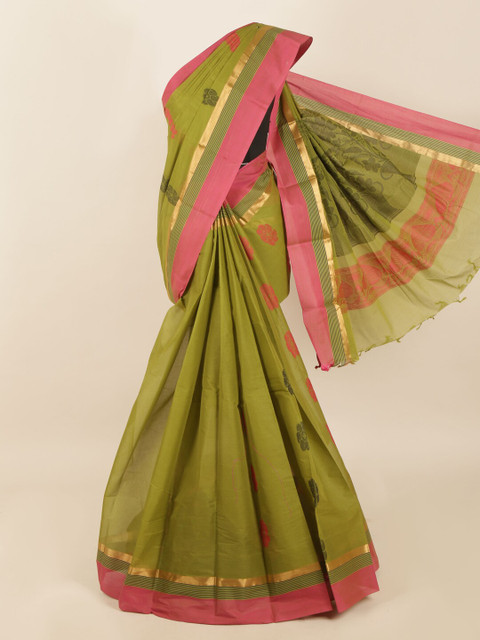

Pothys Green & Pink Woven Design Saree