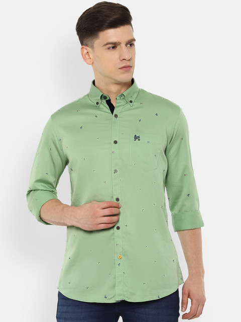 

Van Heusen Sport Men Green Slim Fit Printed Casual Shirt