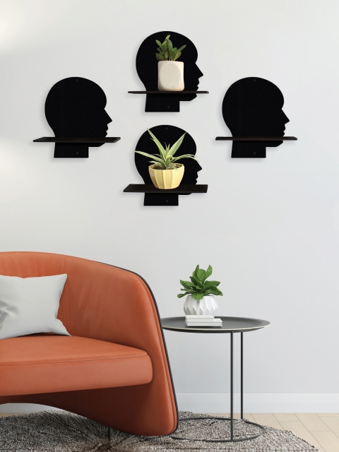 

RANDOM Black Set of 4 MDF Basic Wall Shelves