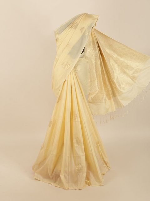 

Pothys Cream-Coloured & Gold-Toned Ethnic Motifs Zari Silk Blend Saree