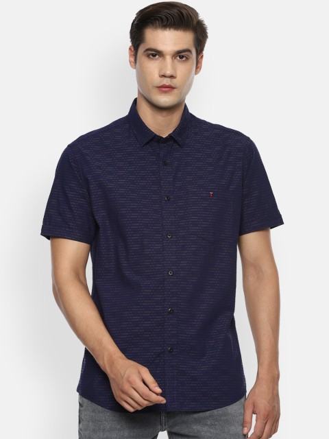 

Louis Philippe Jeans Men Navy Blue Slim Fit Printed Pure Cotton Casual Shirt