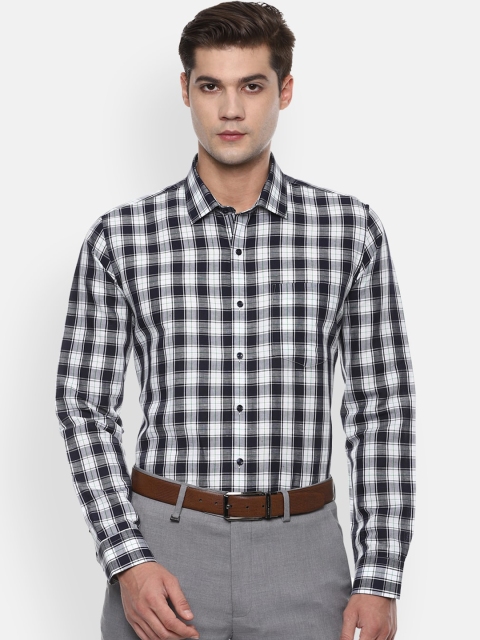 

Van Heusen Men Black & White Slim Fit Checked Formal Shirt