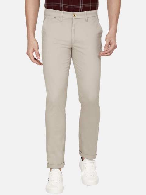 

Oxemberg Men Beige Smart Slim Fit Trousers