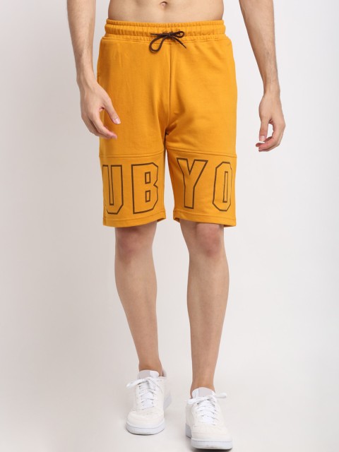 

Club York Men Mustard Printed Mid-Rise Regular Shorts