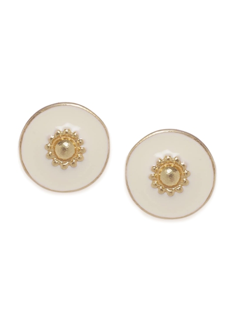 

Fabindia White & Gold-Toned Circular Studs Earrings