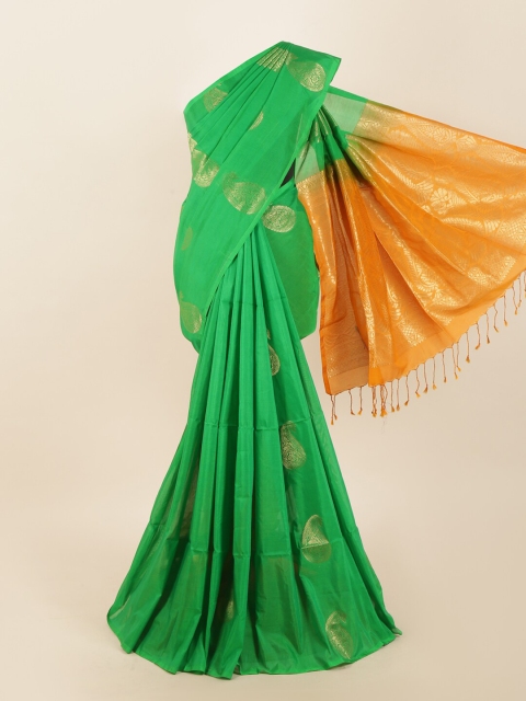 

Pothys Green & Orange Woven Design Silk Blend Saree