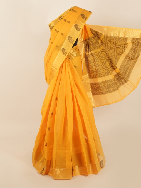 

Pothys Yellow & Black Woven Design Saree