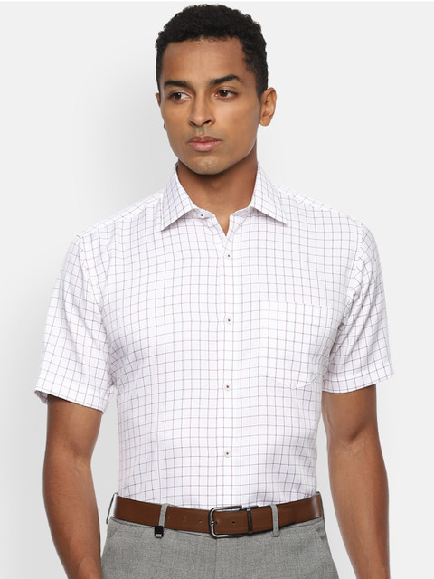 

Van Heusen Men White Grid Tattersall Checks Checked Casual Shirt
