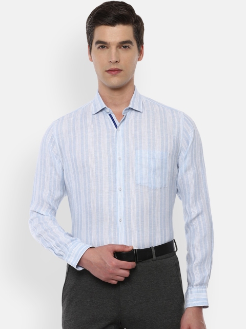 

Van Heusen Men Blue Striped Formal Linen Shirt
