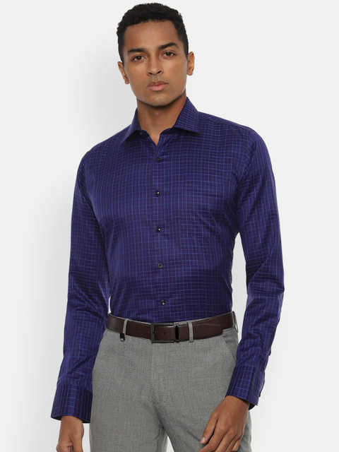 

Van Heusen Men Navy Blue Slim Fit Checked Casual Shirt
