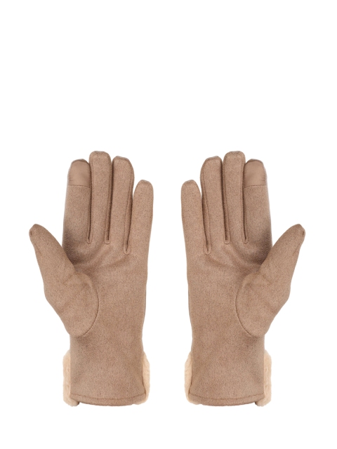 

FabSeasons Women Beige Solid Woolen Gloves With Touch Screen Finger