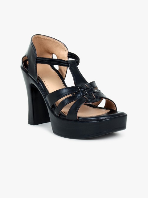 

Bloomtale Black Platform Sandals with Laser Cuts