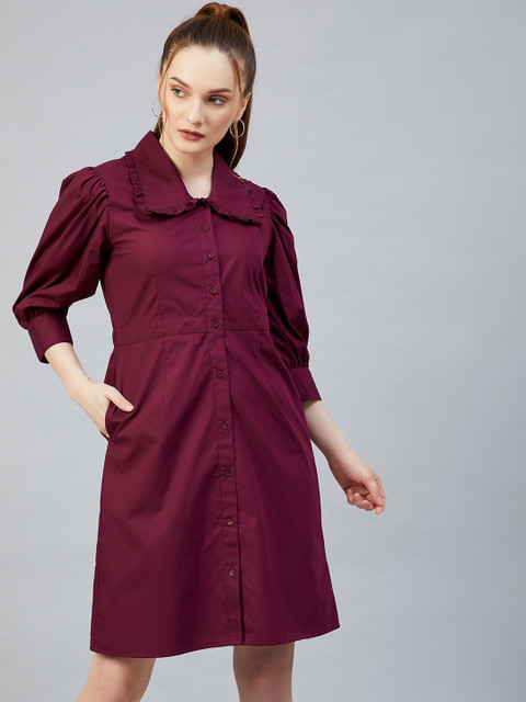 

Marie Claire Maroon Shirt Dress