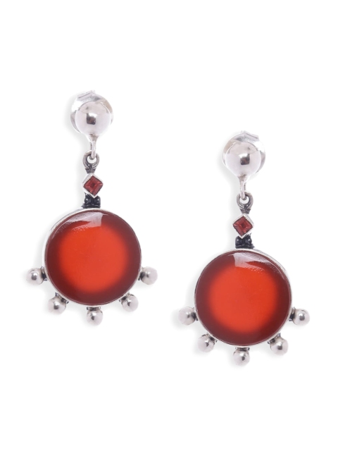 

Fabindia Silver-Toned Circular Drop Earrings