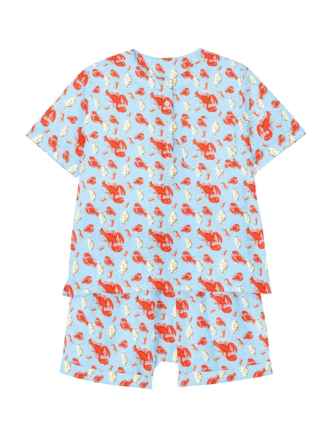 

THE BABY ATELIER Kids Blue & Red Printed Organic Cotton Night suit
