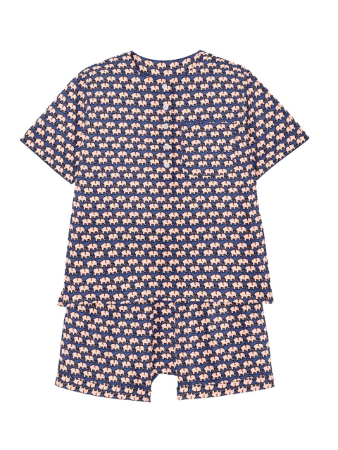 

THE BABY ATELIER Unisex Kids Blue & Pink Organic Cotton Printed Night suit