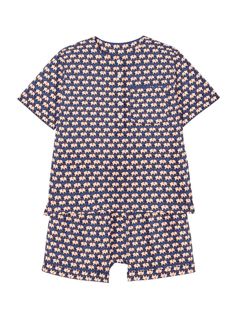 

THE BABY ATELIER Unisex Kids Navy Blue & Pink Printed Night suit