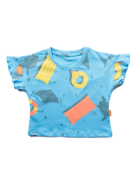 

You Got Plan B Girls Blue Printed Cotton Pure Cotton T-shirt