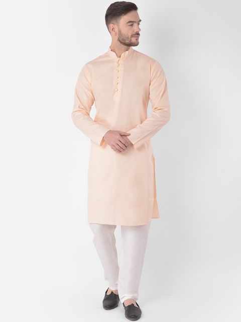 

SG LEMAN Men Peach-Coloured Pure Cotton Kurta with Pyjamas
