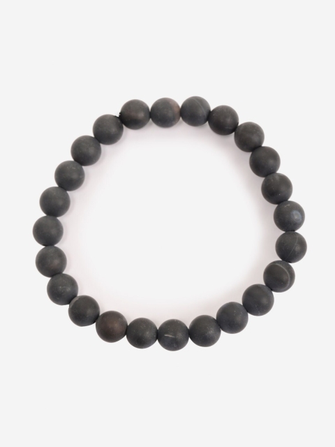 BuckleUp Unisex Matte Black Onyx Beaded Elasticated Bracelet