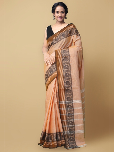 

Unnati Silks Peach-Coloured Pure Cotton Chettinad Saree