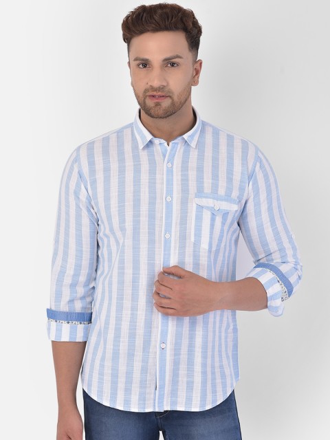 

COBB Men Blue Slim Fit Striped Casual Shirt