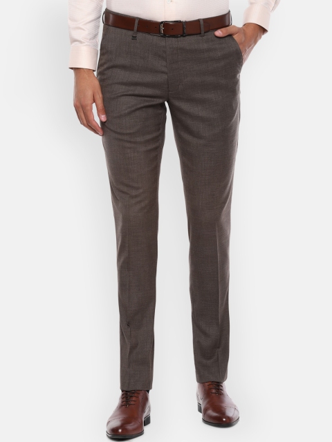 

Van Heusen Men Brown Textured Slim Fit Formal Trousers