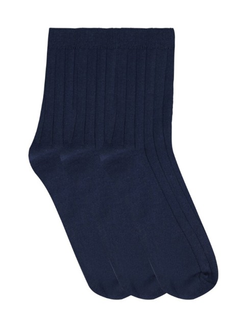 

N2S NEXT2SKIN Men Pack Of 3 Navy Blue Solid Cotton Calf-Length Socks