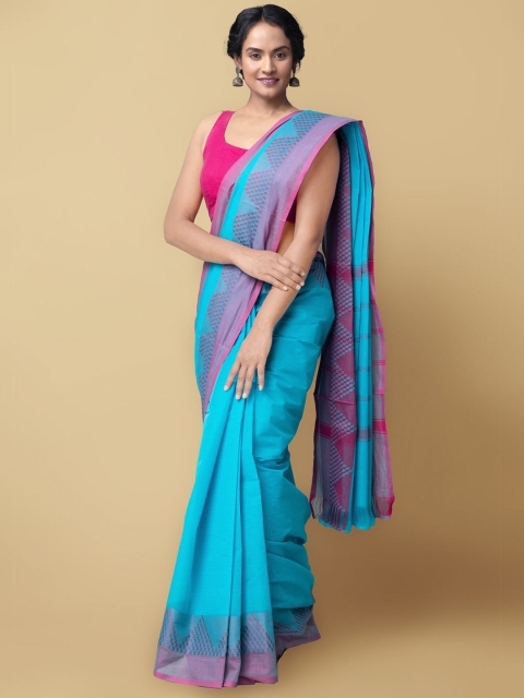 

Unnati Silks Blue & Purple Pure Cotton Chettinad Saree