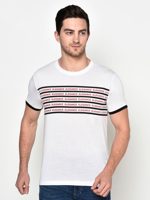 

ELEGANCE Men White Typography Printed T-shirt