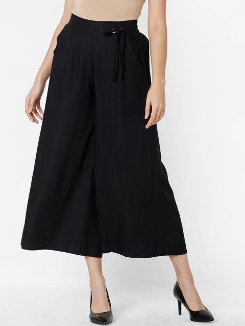 

ZOLA Women Black Pleated Culottes Trousers