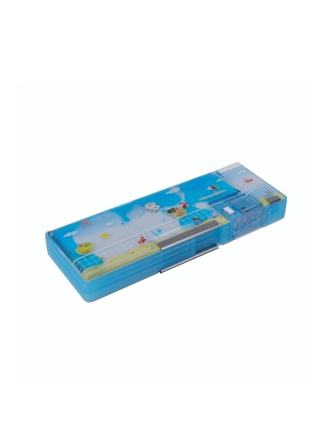 

QIPS Unisex Kids Blue & White Printed High-Quality Magnetic Pencil Box