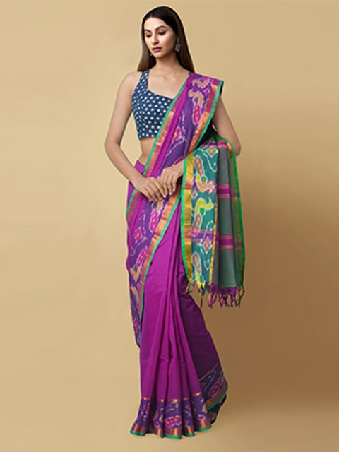 

Unnati Silks Purple & Green Handloom Chettinad Saree