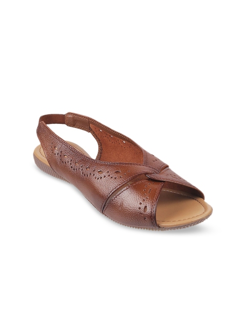 

Metro Women Tan Textured Open Toe Flats
